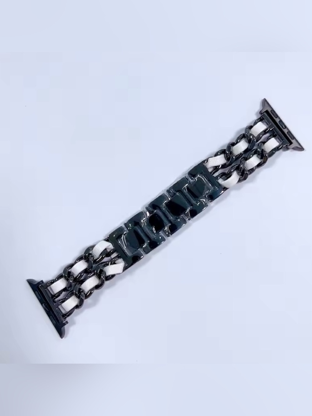 NewBlack and White Chain-Link Leather band for Apple Watch 38-49mm